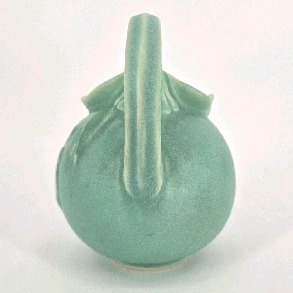 Vintage Weller Bouquet F-20 Turquoise Ball Pitcher Pink Floral Art Pottery 1930s